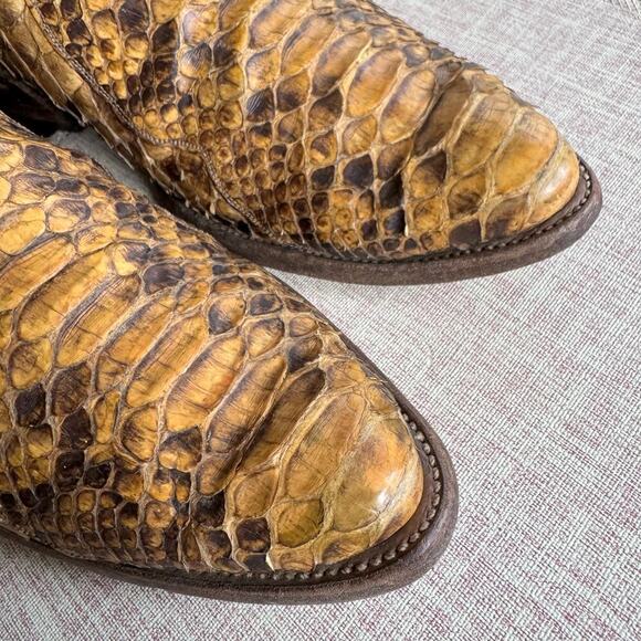 OLATHE BOOT CO. Two Tone Python Snakeskin Western Boot Sz 10B Cowboy Rodeo USA - Picture 7 of 13
